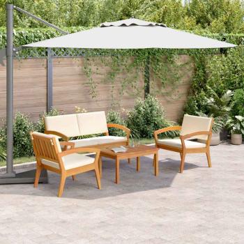 4-teiliges Bistro-Set mit Kissen aus Akazienholz