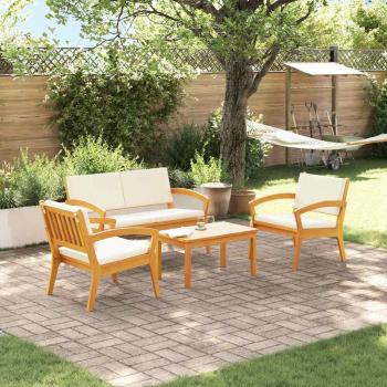 4-teiliges Bistro-Set mit Kissen aus Akazienholz