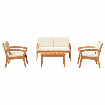 4-teiliges Bistro-Set mit Kissen aus Akazienholz