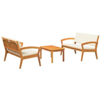 3-teiliges Bistro-Set mit Kissen - Massivholz Akazie