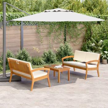 3-teiliges Bistro-Set mit Kissen - Massivholz Akazie