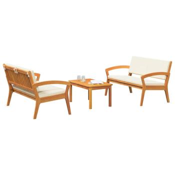 3-teiliges Bistro-Set mit Kissen - Massivholz Akazie