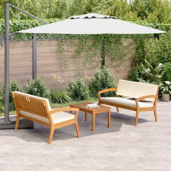 3-teiliges Bistro-Set mit Kissen - Massivholz Akazie