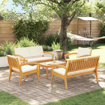 ARDEBO.de - 5-teiliges Bistro Set mit Kissen - Massivholz Akazie