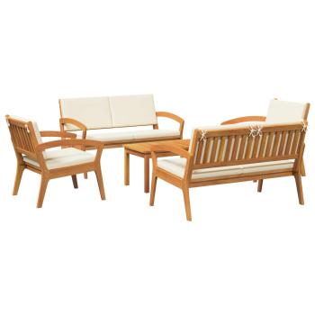 5-teiliges Bistro Set mit Kissen - Massivholz Akazie