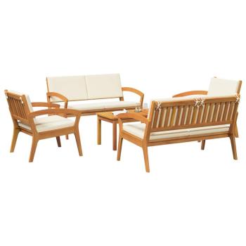 5-teiliges Bistro Set mit Kissen - Massivholz Akazie