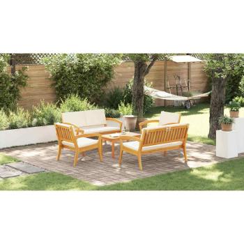 5-teiliges Bistro Set mit Kissen - Massivholz Akazie