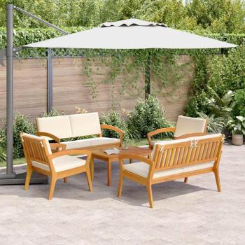 5-teiliges Bistro Set mit Kissen - Massivholz Akazie