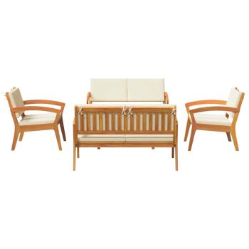 5-teiliges Bistro Set mit Kissen - Massivholz Akazie