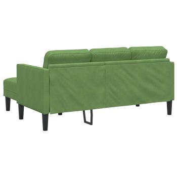 Garten Sofa mit Bank und Kissen, L-förmiger hellgrüner Samt, 3-Sitzer Sofa mit Chaise, L-förmiger hellgrüner 160 cm Samt, Bank hellgrün, 113x57x39 cm, Samt