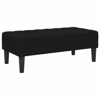 Garten Sofa mit Bank und Kissen L-förmiger schwarzer Samt, 3-Sitzer Sofa mit Chaise L-förmiger schwarzer 160 cm Samt, Bank Schwarz 113x57x39 cm Samt