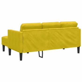 Garten Sofa mit Bank und Kissen L-Form Gelber Samt, L-förmiges Sofa Gelb 173x131x67 cm Samt, Bank Gelb 113x57x39 cm Samt