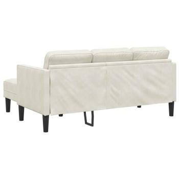 Garten-Sofa mit Bank und Kissen L-förmiger Creme-Samt, L-förmiges Sofa Creme 173x131x67 cm Samt, Bank Creme 113 cm Samt