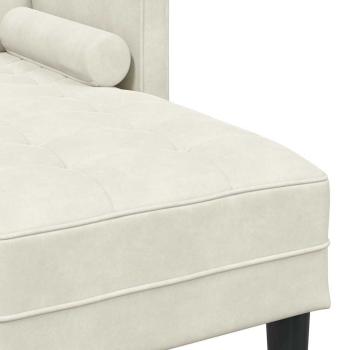 Garten-Sofa mit Bank und Kissen L-förmiger Creme-Samt, L-förmiges Sofa Creme 173x131x67 cm Samt, Bank Creme 113 cm Samt