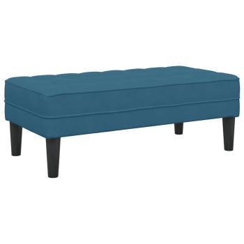 Garten Sofa mit Bank und Kissen L-förmiger blauer Samt, L-förmiges Sofa blau 173x131x67 cm Samt, Bank blau 113x57x39 cm Samt