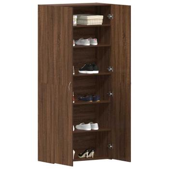 Schuhschrank Braunes Eichenholz 80x35,5x180 cm Ingenieurholz