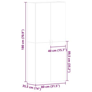 Schuhschrank Schwarz Eiche 80x35,5x180 cm Holzwerkstoff
