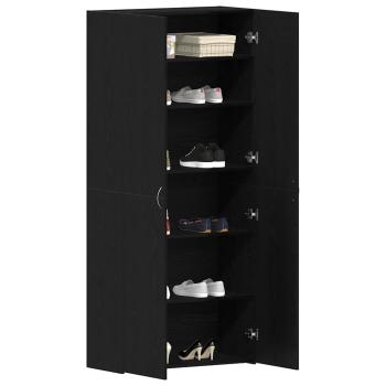 Schuhschrank Schwarz Eiche 80x35,5x180 cm Holzwerkstoff