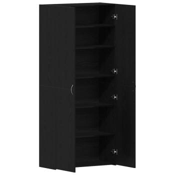 Schuhschrank Schwarz Eiche 80x35,5x180 cm Holzwerkstoff