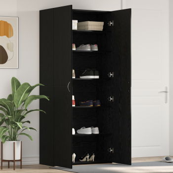 Schuhschrank mit Regal Schwarz 80 x 35,5 x 180 cm Holzwerkstoff