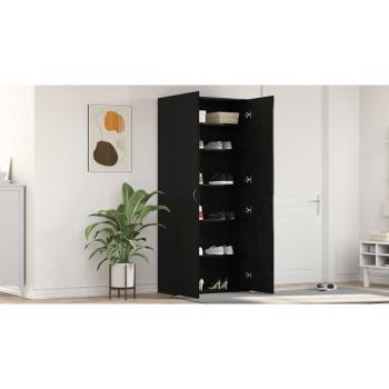 Schuhschrank mit Regal Schwarz 80 x 35,5 x 180 cm Holzwerkstoff