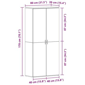 Schuhschrank Sonoma Eiche 80x39x180 cm Holzwerkstoff