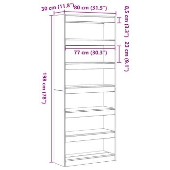 Weißes Bücherregal Weiß Holzwerkstoff 80 x 30 x 198 cm Stauraum