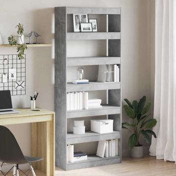 ARDEBO.de - Beton Grau Bücherregal Beton grau Holzwerkstoff 80 x 30 x 198 cm