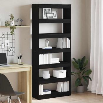 ARDEBO.de - schwarzes Eichenregal Schwarzeiche Holzwerkstoff 80 x 30 x 198 cm