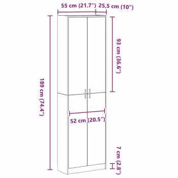 Kleiderschrank Grauer Sonoma 55x25x189 cm Holzwerkstoff