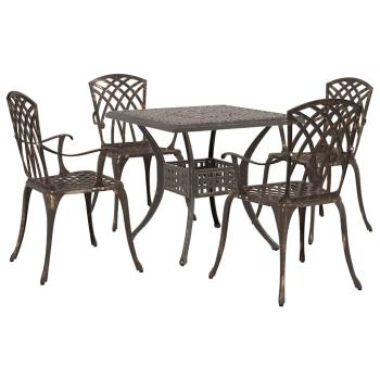 ARDEBO.de - 5-tlg. Garten-Essgruppe Bronzen Aluminiumguss