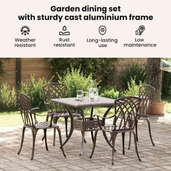 5-tlg. Garten-Essgruppe Bronzen Aluminiumguss