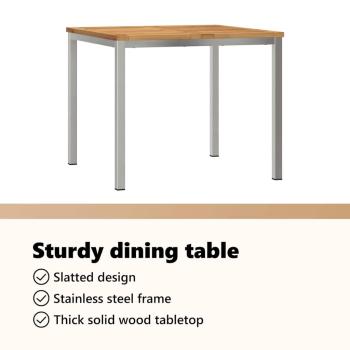 5-teiliges Garten-Essset aus massivem Akazienholz, Outdoor Esstisch 90x90x74,5 cm aus massivem Akazienholz, Stapelbare Gartenstühle 4 Stück aus massivem Akazienholz und Stahl