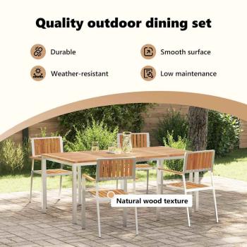 Outdoortisch-Set 5 pcs Massives Akazienholz und Edelstahl