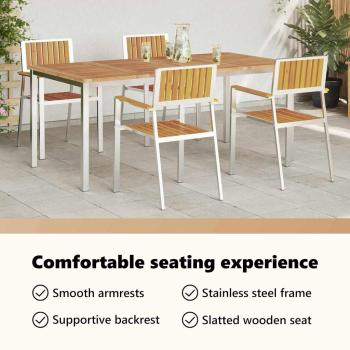 Outdoortisch-Set 5 pcs Massives Akazienholz und Edelstahl