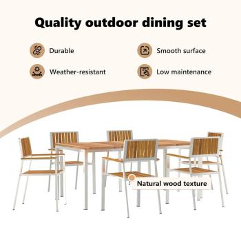 Outdoortisch-Set 7 pcs Massives Akazienholz und Edelstahl