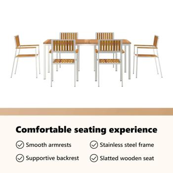 Outdoortisch-Set 7 pcs Massives Akazienholz und Edelstahl