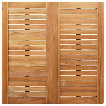 3tlg. Garten Essgruppe aus massivem Teakholz, Outdoor Esstisch 90x90x74,5 cm aus massivem Teakholz, Stapelbare Gartenstühle 2 Stück aus massivem Teakholz und Metall