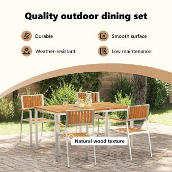 Outdoortisch-Set 5 pcs Massives Teakholz und Edelstahl