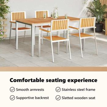 Outdoortisch-Set 5 pcs Massives Teakholz und Edelstahl