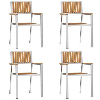 5-teiliges Garten Essset Massivholz Teak, Esstisch für draußen 150x90x75 cm Massivholz Teak, Stapelbare Gartenstühle 4 Stk. Massivholz Teak und Metall