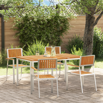 Outdoortisch-Set 5 pcs Massives Teakholz und Edelstahl