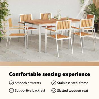 Outdoortisch-Set 7 pcs Massives Teakholz und Edelstahl