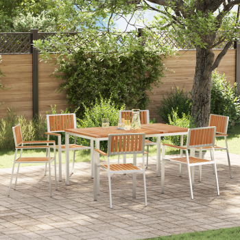Outdoortisch-Set 7 pcs Massives Teakholz und Edelstahl