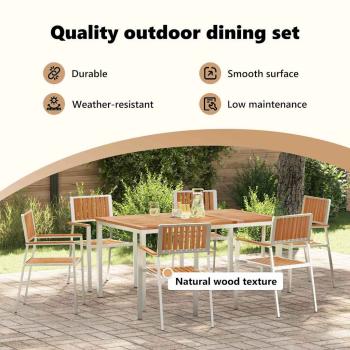 Outdoortisch-Set 7 pcs Massives Teakholz und Edelstahl