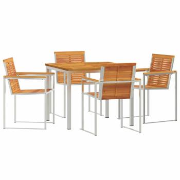 5-teilige Garten Essgruppe Massivholz Akazie, Outdoor Esstisch 90x90x74.5 cm Massivholz Akazie