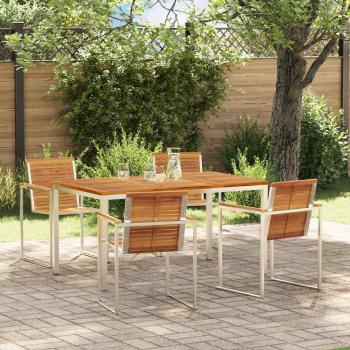 ARDEBO.de - 5-teilige Garten-Essgruppe Massivholz Akazie, Tisch für draußen 150x90x75 cm Massivholz Akazie