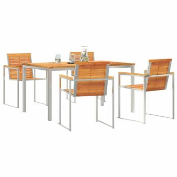 5-teilige Garten-Essgruppe Massivholz Akazie, Tisch für draußen 150x90x75 cm Massivholz Akazie