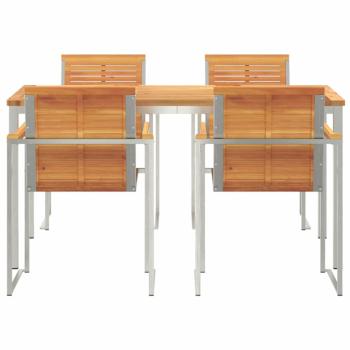 5-teilige Garten-Essgruppe Massivholz Akazie, Tisch für draußen 150x90x75 cm Massivholz Akazie