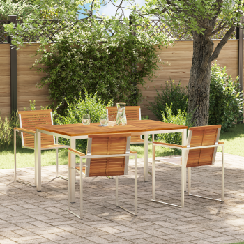 Garten Essgruppe 5 pcs Massives Akazienholz und Edelstahl